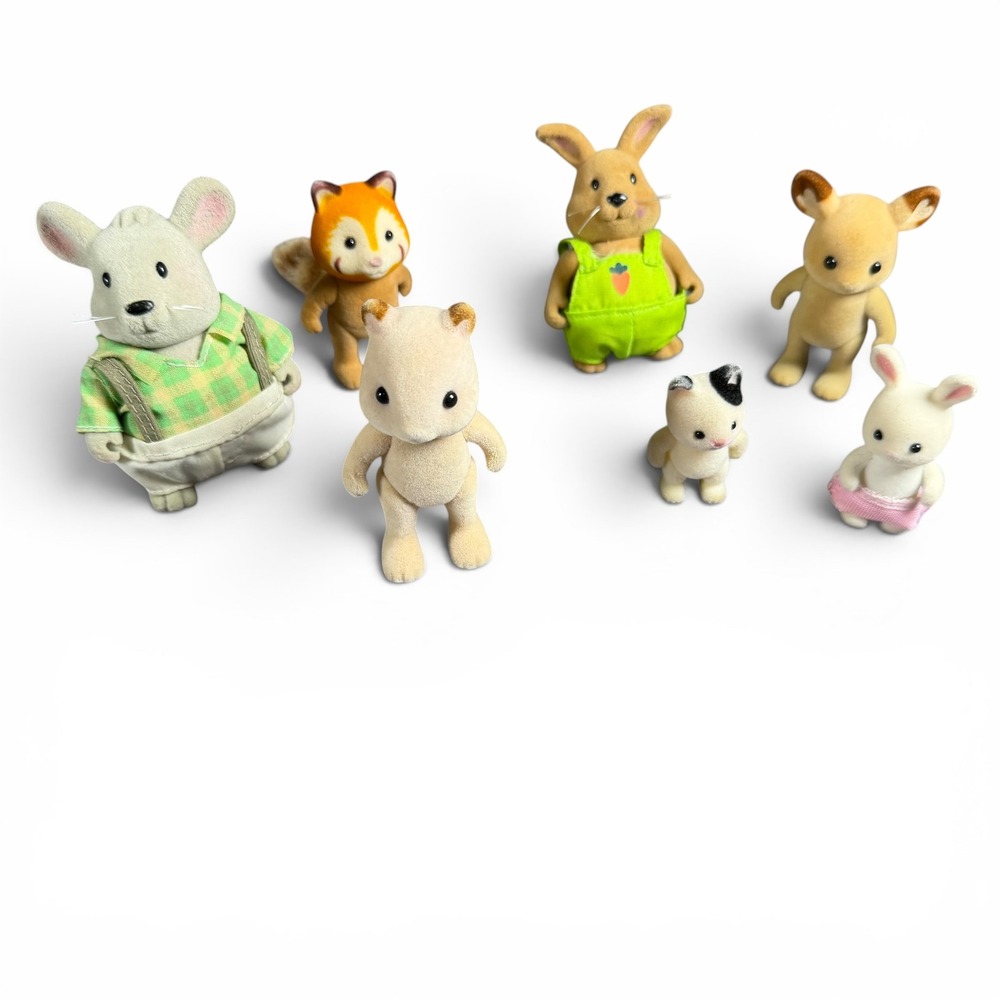 Calico Critters Sylvanian Families Lot 7 Figures Rabbit‎ Mouse Red Panda